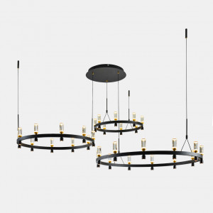 Lustra Almelo LED 137.6W 5347 lumeni metal/acril negru/auriu Italux
