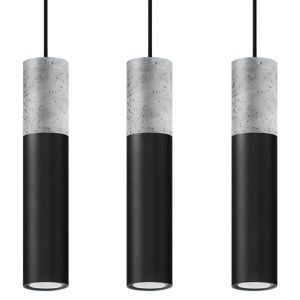 Lustra Borgio 3L 3xGU10 metal/ciment negru/gri tubular