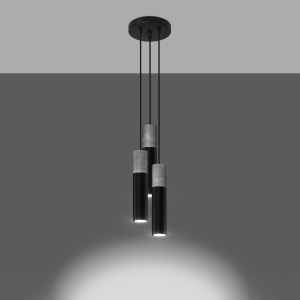 Lustra Borgio 3xGU10 metal/ciment negru/gri tubular - Img 3