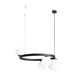 Lustra Garda Ring 3xE14+1xE27 metal/sticla negru Aldex