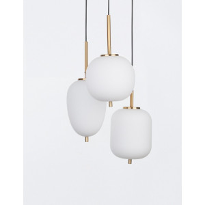 Lustra Lato 3xE14 metal/sticla auriu/alb Novaluce
