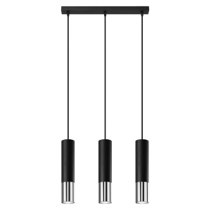 Lustra Loopez 3L 3xGU10 metal negru/crom tubular