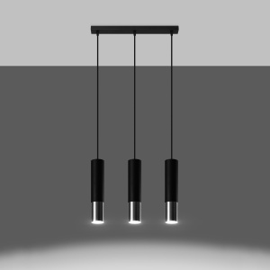 Lustra Loopez 3L 3xGU10 metal negru/crom tubular - Img 3
