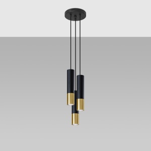 Lustra Loopez 3P 3xGU10 metal negru/auriu tubular - Img 2