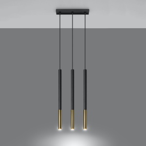 Lustra Mozaica 3L 3xG9 metal negru/auriu tubular - Img 3