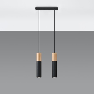 Lustra Pablo 2xGU10 metal/lemn negru tubular - Img 2