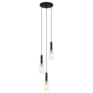 Lustra Perola 3xE14 metal/sticla negru/auriu Italux