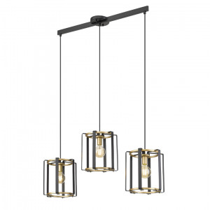 Lustra Primero 3xE27 metal auriu/negru mat Italux