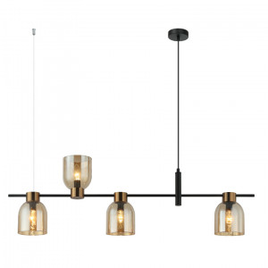 Lustra Servio 4xE14 metal/sticla negru/transparent Italux