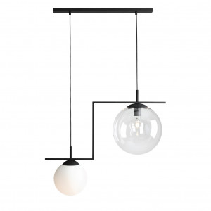 Lustra Zac 2xE27 metal/sticla negru/transparent Aldex