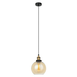 Pendul Cardena 1xE27 metal/sticla negru/auriu/transparent Italux