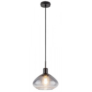 Pendul Dvora 1xE27 metal/sticla negru/fumuriu Rabalux