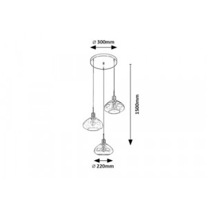 Pendul Dvora 3xE27 metal/sticla negru/fumuriu Rabalux