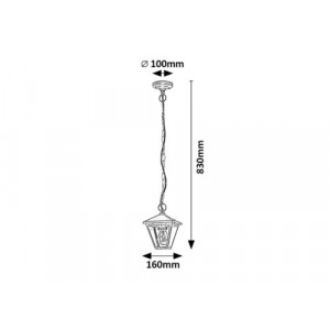 Pendul exterior Paravento 1xE27 metal/sticla negru Rabalux
