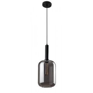 Pendul Lissandra 1xE27 metal/sticla negru/fumuriu Rabalux