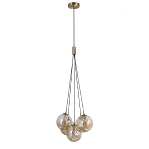 Pendul Perlos 5xG9 metal/sticla auriu Italux