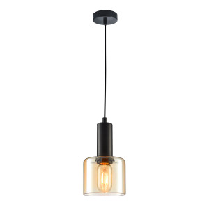 Pendul Santia 1xE27 metal/sticla negru/transparent Italux