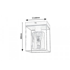 Plafoniera Chadwick 1xE27 metal/sticla negru/fumuriu Rabalux
