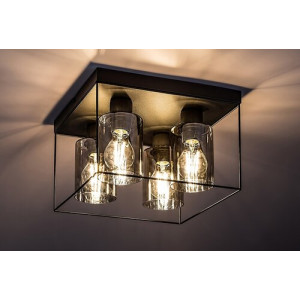 Plafoniera Chadwick 4xE27 metal/sticla negru/fumuriu Rabalux