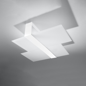 Plafoniera Massimo 2xE27 metal/sticla alb rectangular - Img 2