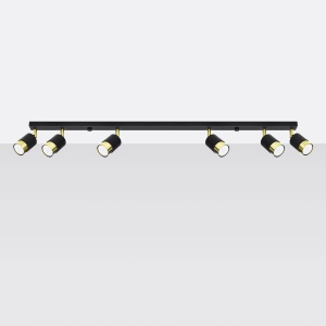 Plafoniera Nero 6xGU10 metal negru/auriu tubular - Img 2