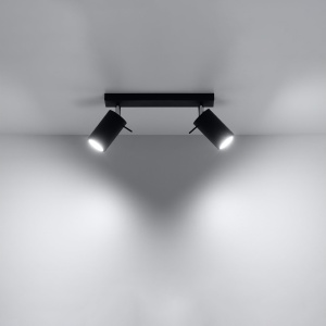 Plafoniera Ring 2xGU10 metal negru tubular - Img 3