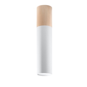 Spot Pablo 1xGU10 metal/lemn alb tubular