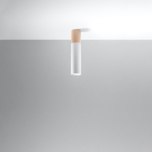 Spot Pablo 1xGU10 metal/lemn alb tubular - Img 2