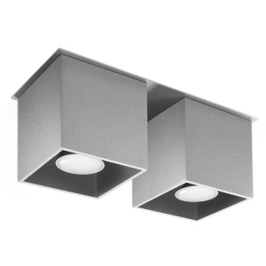 Spot Quad 2xGU10 metal gri patrat