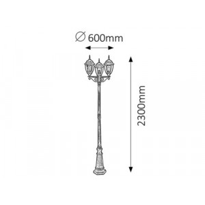 Stalp exterior Toronto 3xE27 metal/sticla auriu antichizat Rabalux