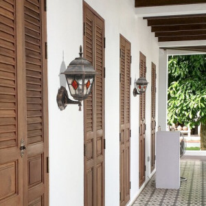 Aplica exterior Monaco 1xE27 metal/sticla auriu antichizat/multicolor Rabalux