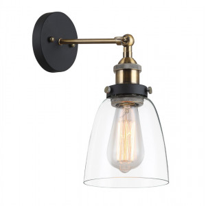 Aplica Francis 1xE27 metal/sticla negru/auriu Italux