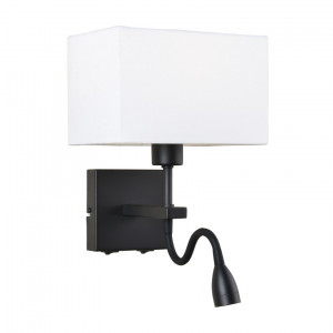 Aplica Norte 1+1xE27+LED metal/textil negru/alb Italux