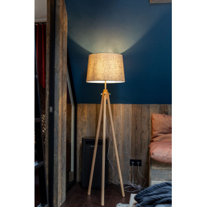 Lampadar Calvin 1xE27 lemn/textil maro/bej Maytoni