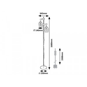 Lampadar Fabian 2xE27 metal/lemn negru Rabalux