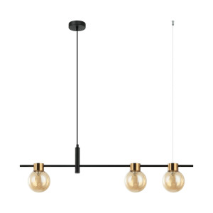 Lustra Bletter 3xG9 metal/sticla negru/chihlimbar Italux