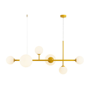 Lustra Dione 4xE14+2xE27 metal/sticla galben Aldex