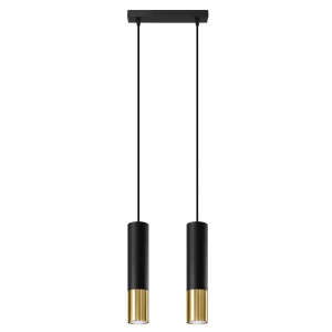 Lustra Loopez 2xGU10 metal negru/auriu tubular