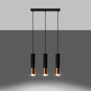 Lustra Loopez 3L 3xGU10 metal negru/cupru tubular - Img 3