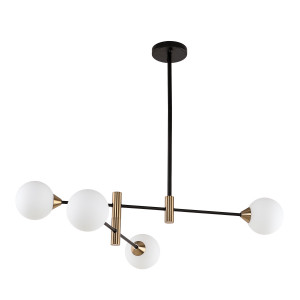 Lustra Marino 4xG9 metal/sticla negru/alama/alb Italux