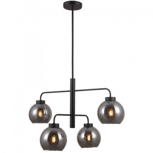 Lustra Poggi 4xE27 metal/sticla negru mat Italux
