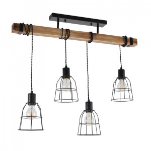 Lustra Ponte 4xE27 metal/lemn negru Italux