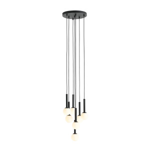 Lustra Riu 7xG9 metal/sticla negru Aldex