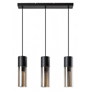 Lustra Ronno 3xE27 metal/sticla negru/fumuriu Rabalux