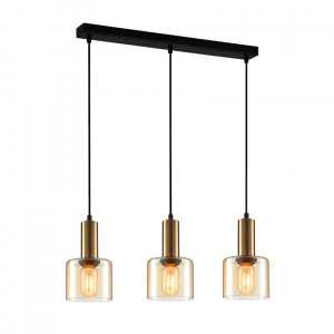 Lustra Santia 3xE27 metal/sticla cupru/amber Italux