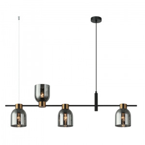 Lustra Servio 4xE14 metal/sticla negru/fumuriu Italux