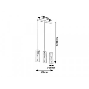 Pendul Acantha 3xE27 metal/sticla negru Rabalux