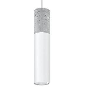 Pendul Borgio 1xGU10 metal/ciment alb/gri tubular