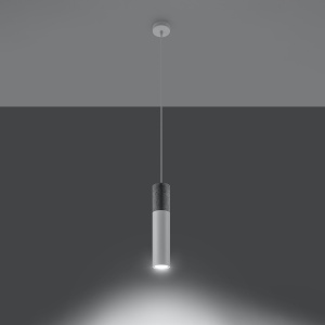 Pendul Borgio 1xGU10 metal/ciment alb/gri tubular - Img 3