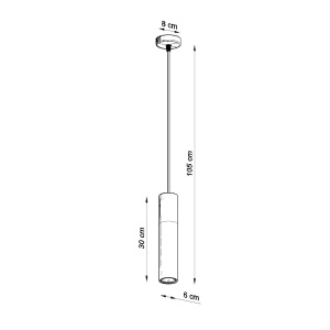 Pendul Borgio 1xGU10 metal/ciment negru/gri tubular - Img 4